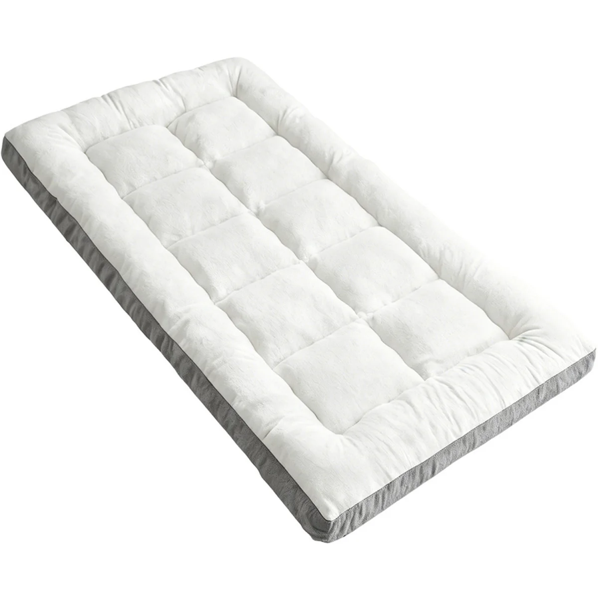 10cm Plush Quilted Mattress Topper with Elastic Straps - White + Grey / 190cm / 90cm – image 4