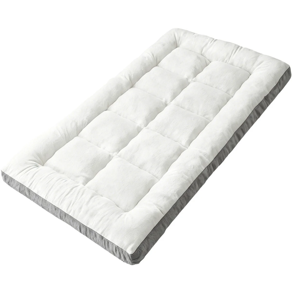 10cm Plush Quilted Mattress Topper with Elastic Straps - White + Grey / 190cm / 90cm – image 5