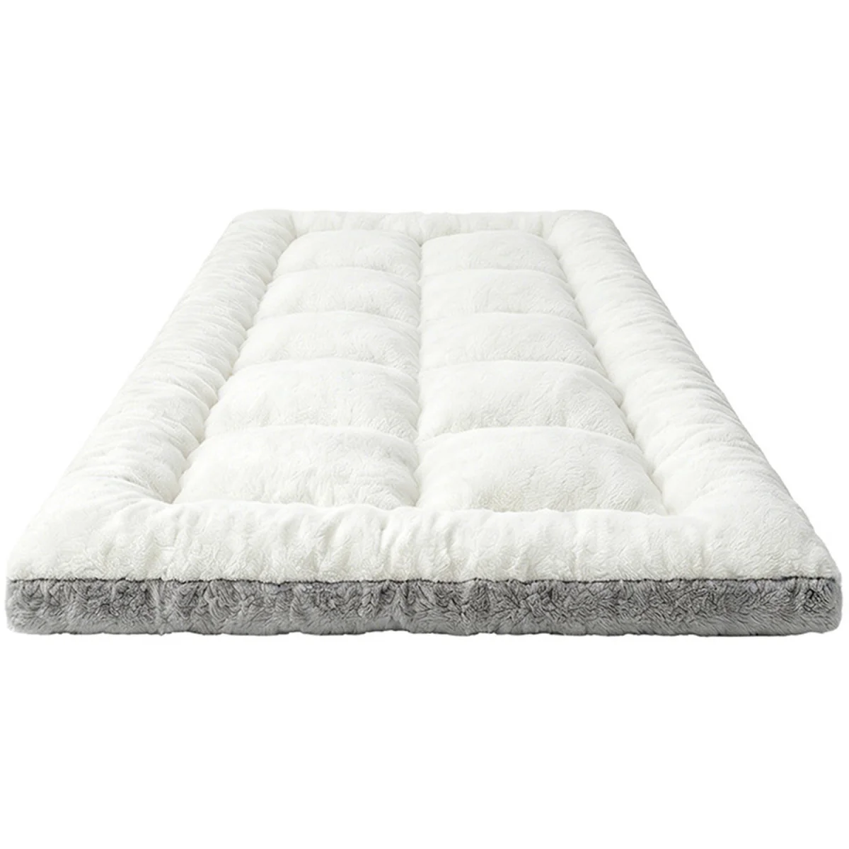 10cm Plush Quilted Mattress Topper with Elastic Straps - White + Grey / 190cm / 90cm – image 6