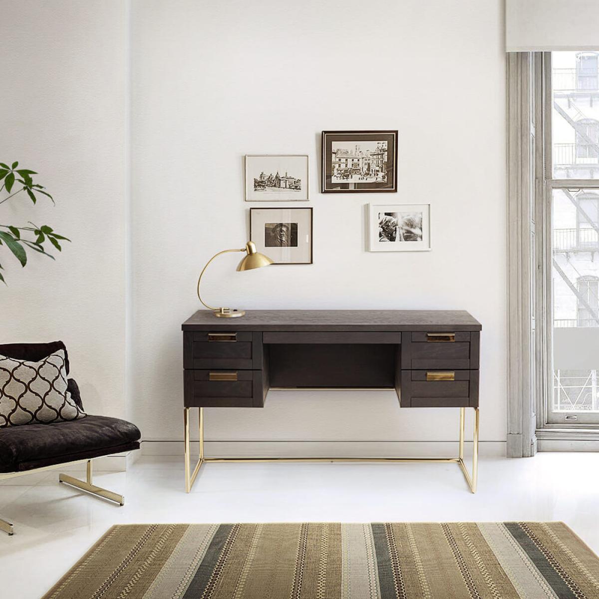 Dark Wood/Brass Pimlico Desk – image 2