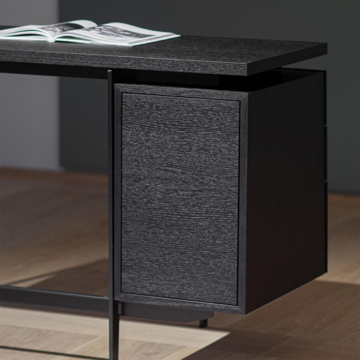 European Black Stained Oak Small FRANCO Desk – image 6