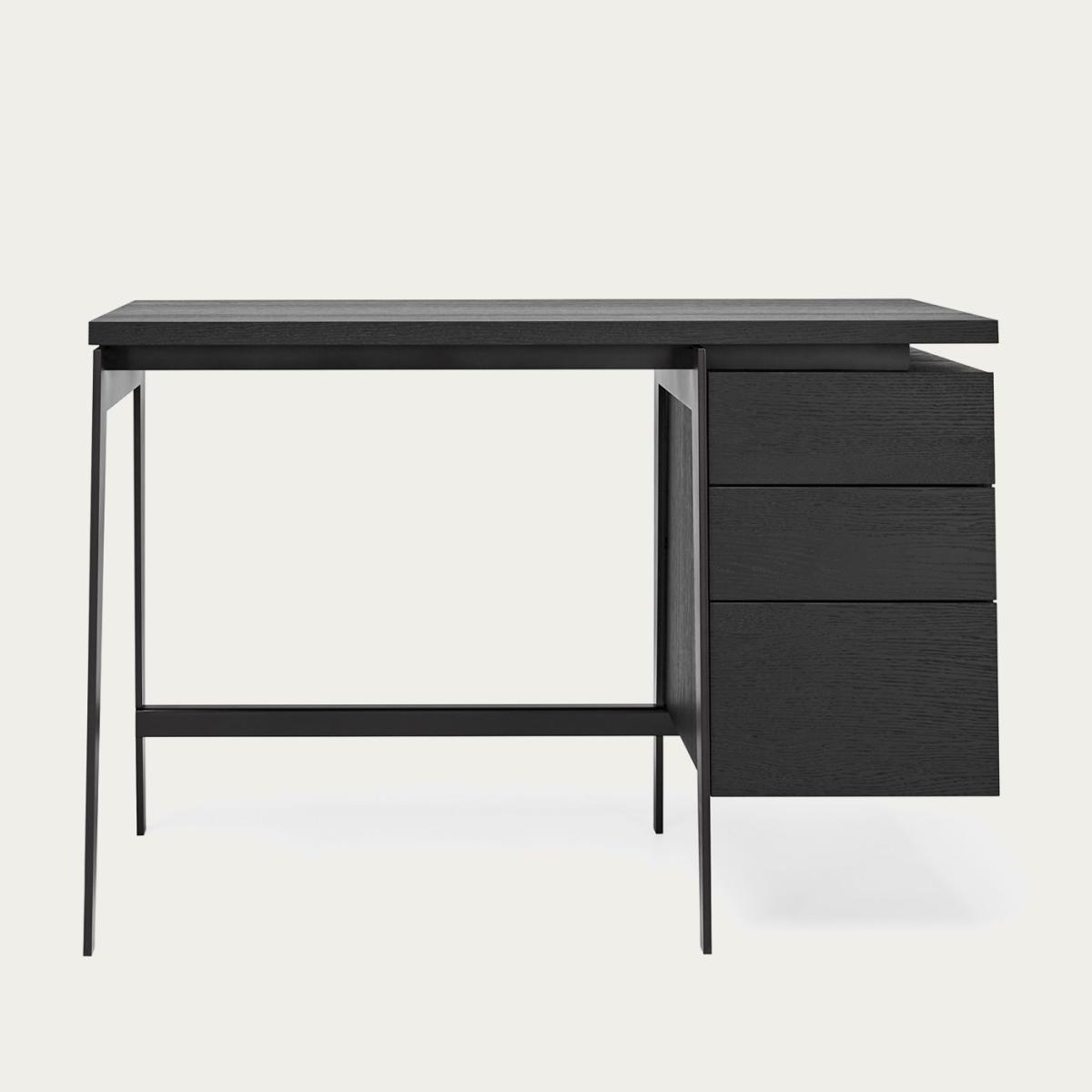 European Black Stained Oak Small FRANCO Desk – image 1