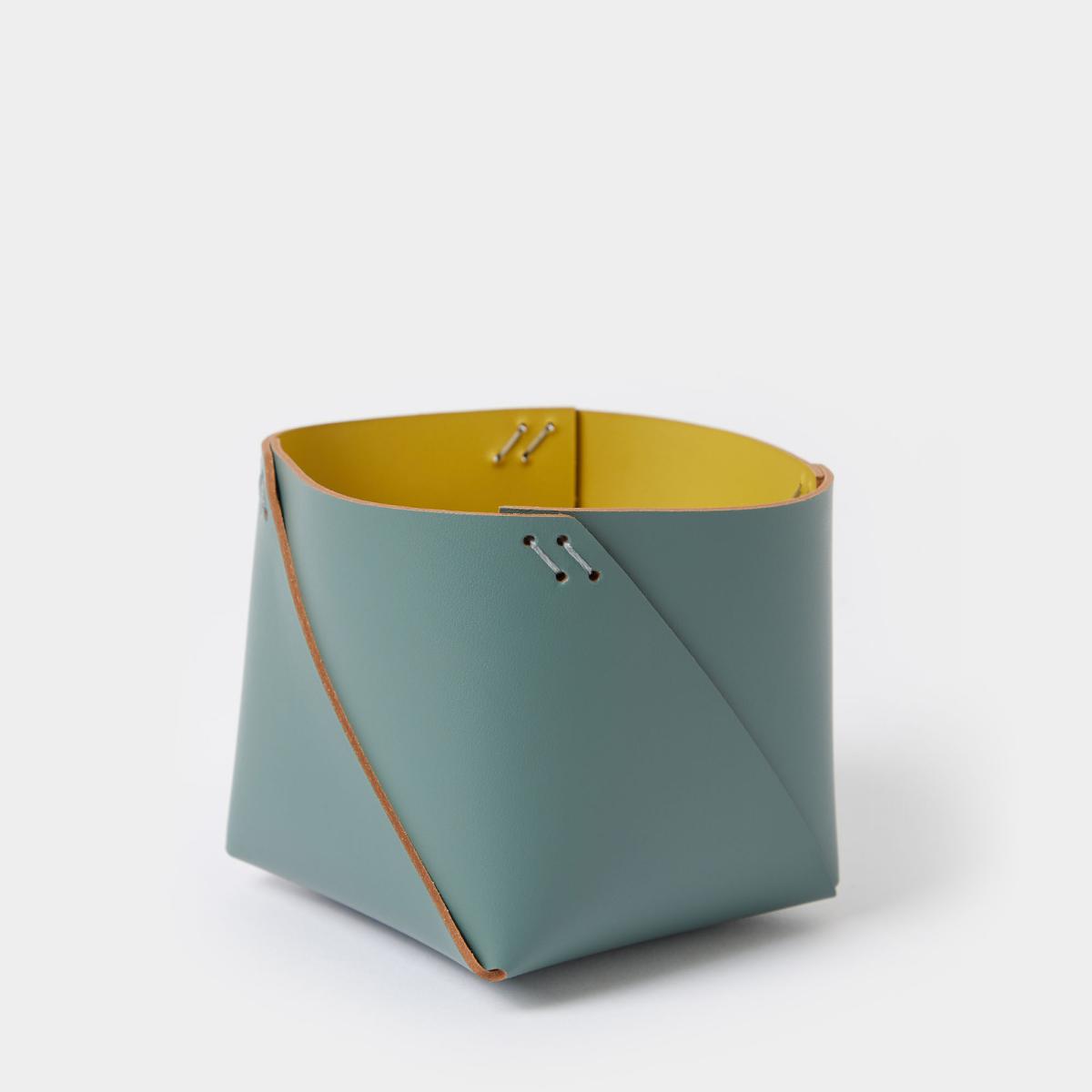 Cuero Two Tone Desk Tidy in Eucalyptus & Mustard By The Conran Shop