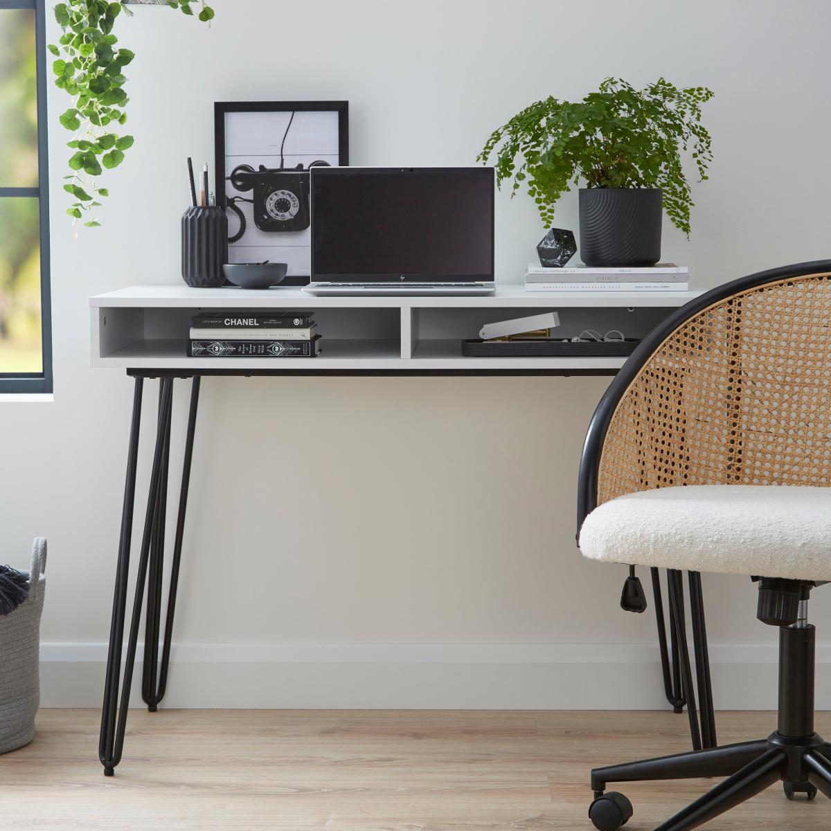 Bella Hairpin Leg Desk White White – image 2
