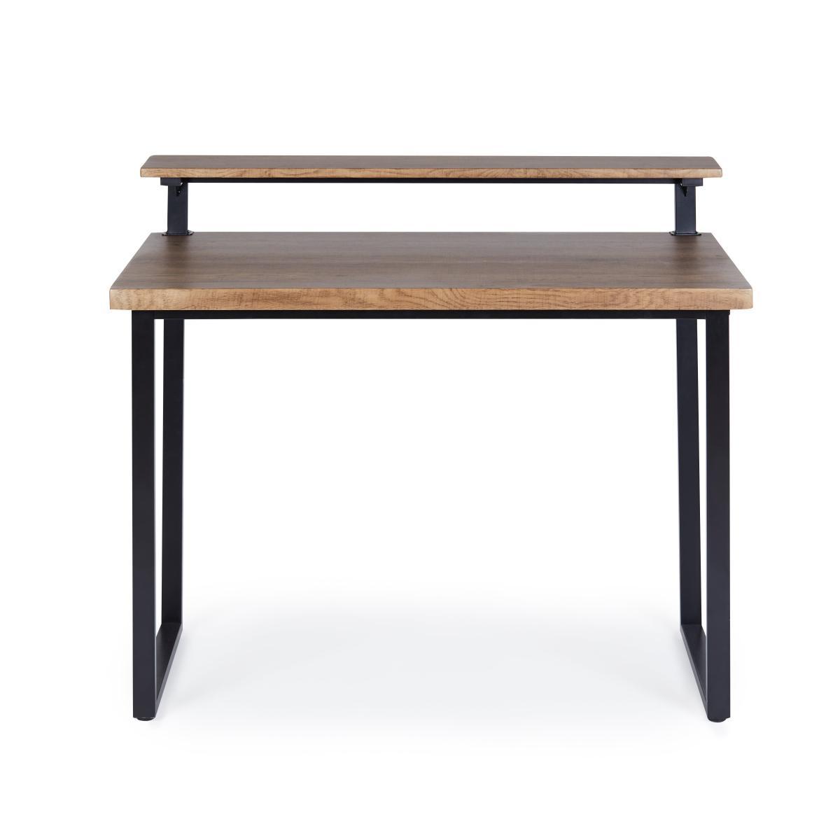 Freddie Rustic Wood Effect Step Up Shelf Desk Dark Wood (Brown) – image 2