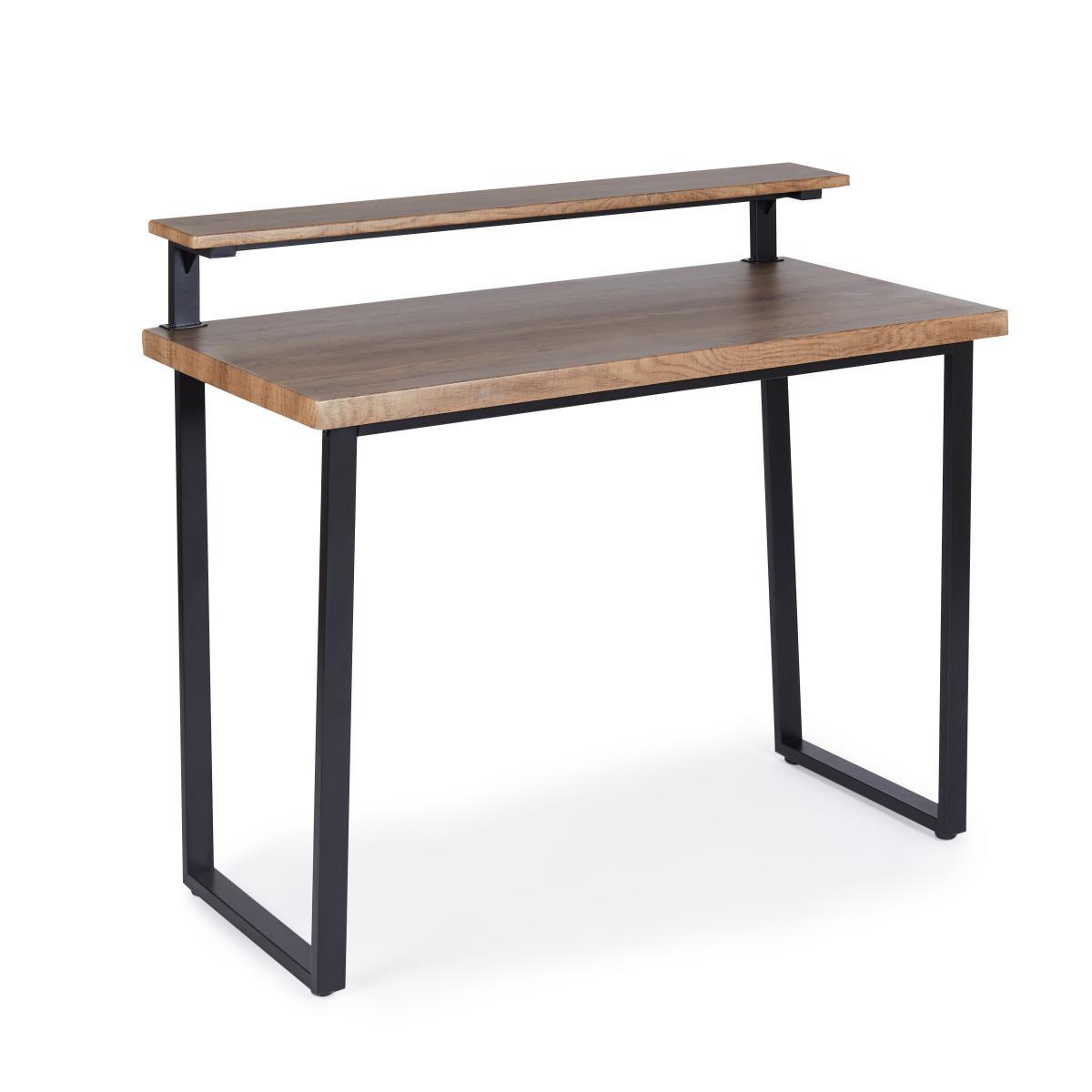 Freddie Rustic Wood Effect Step Up Shelf Desk Dark Wood (Brown) – image 3