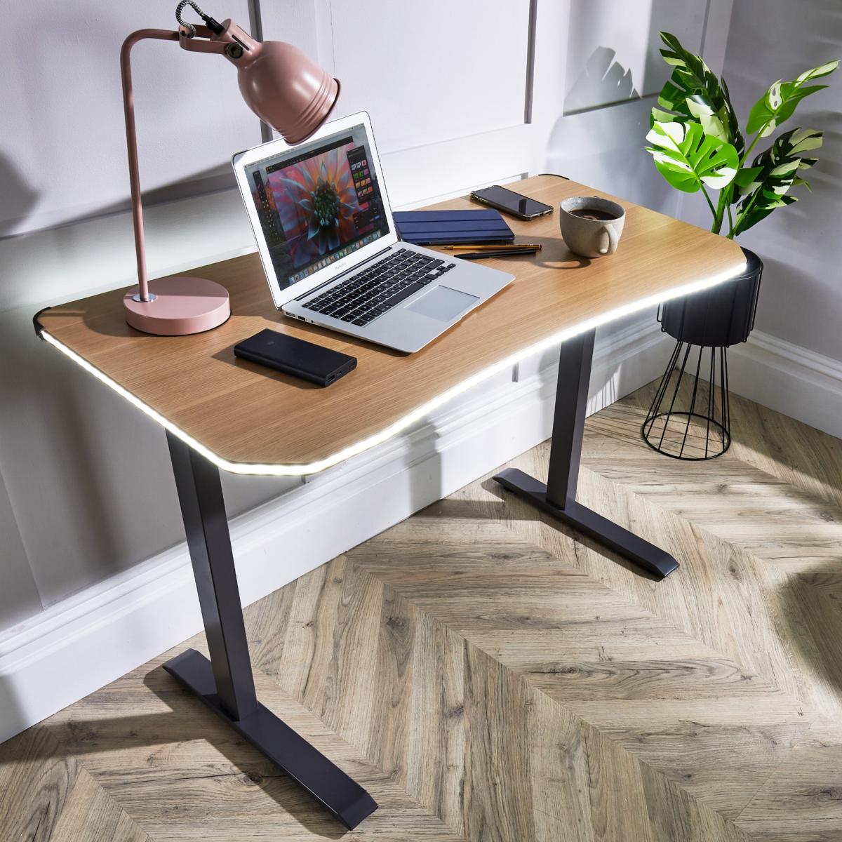 X Rocker Living Woodgrain Desk with Wireless Charging, 140x60cm Oak – image 6
