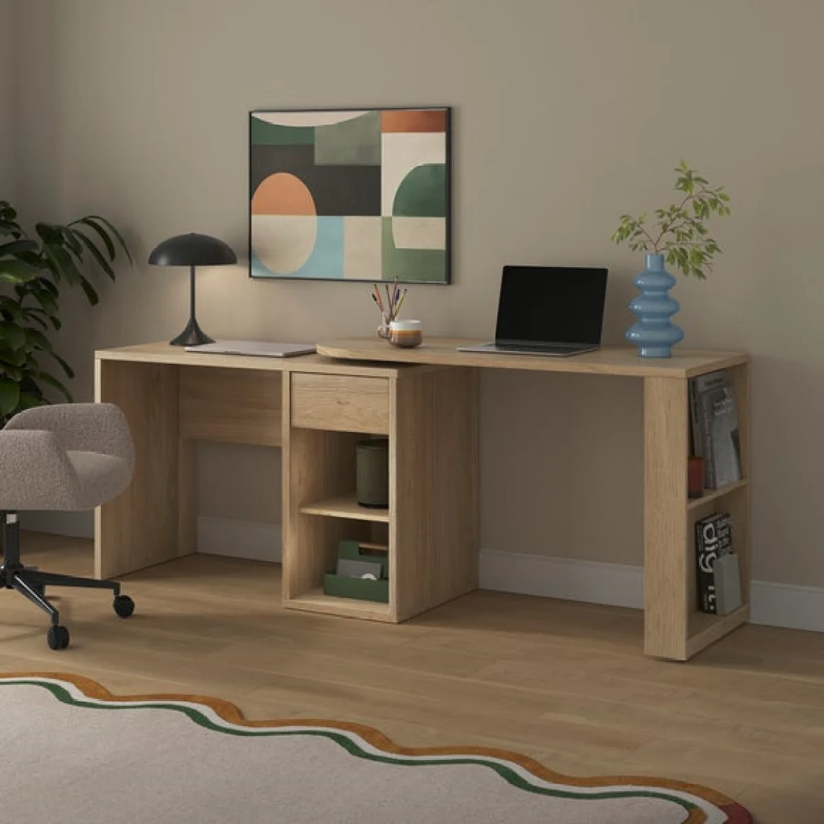 Malik Double Swivel Storage Desk – image 2