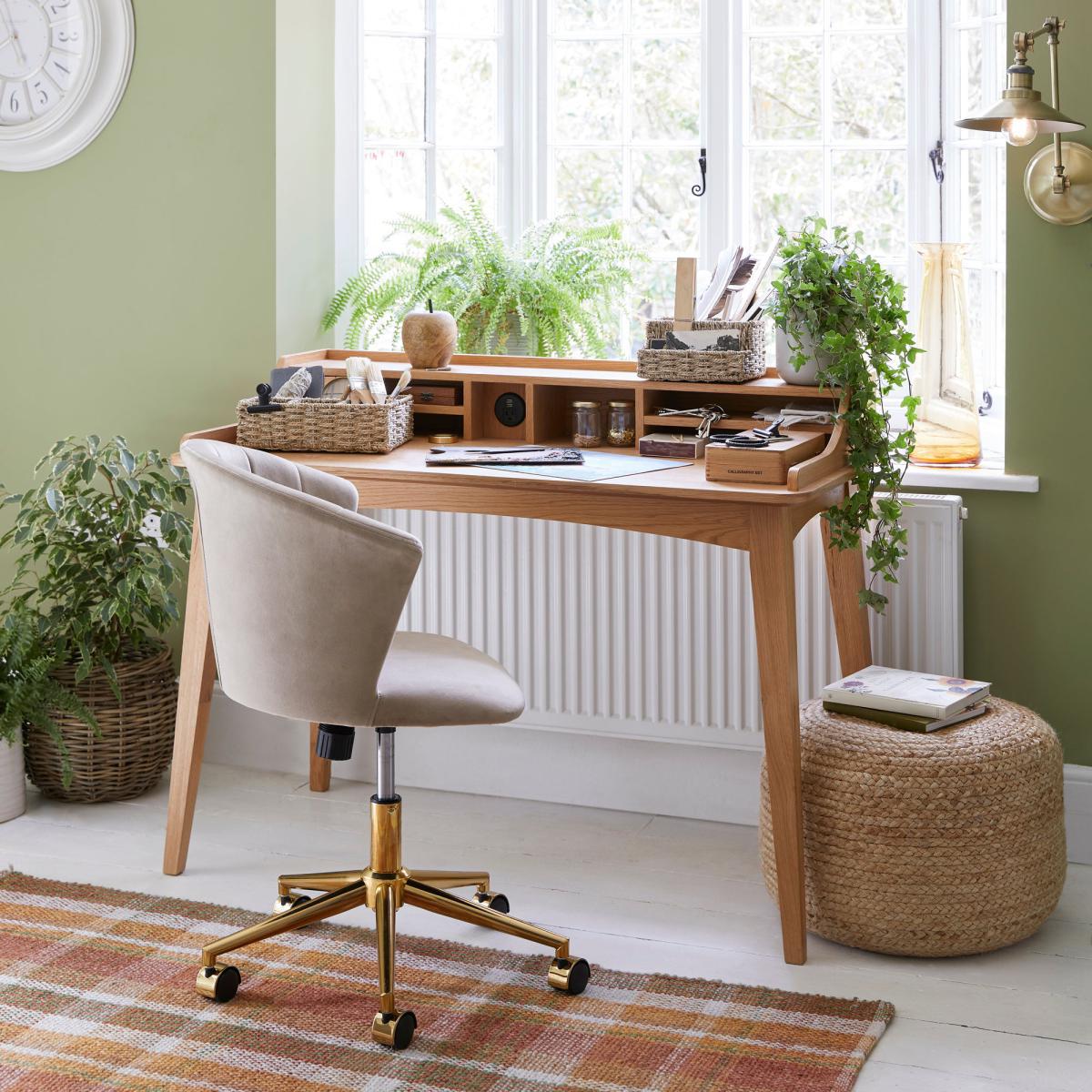 Denton Oak Desk Brown – image 7