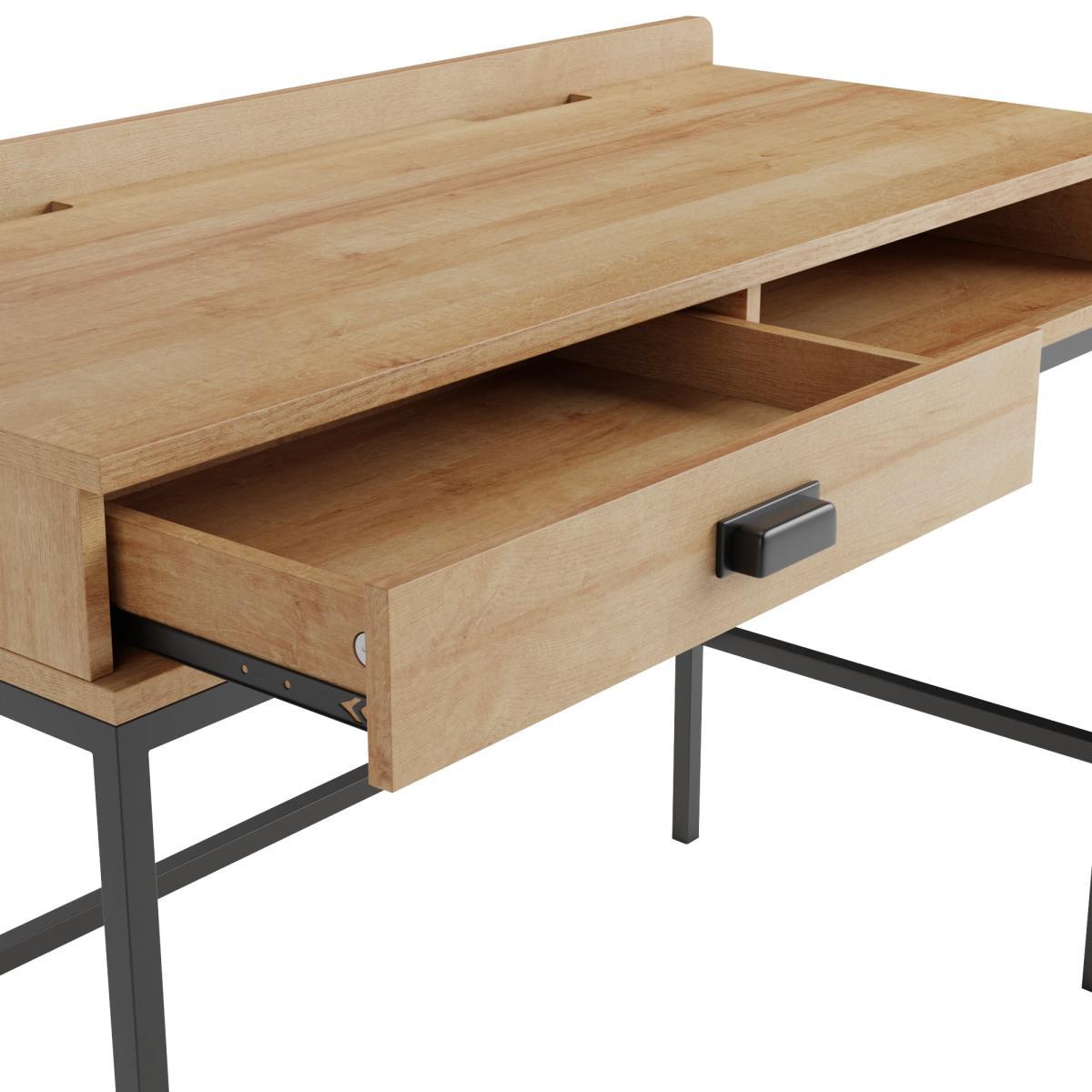 Fulton Oak Effect Desk Brown/Black – image 6