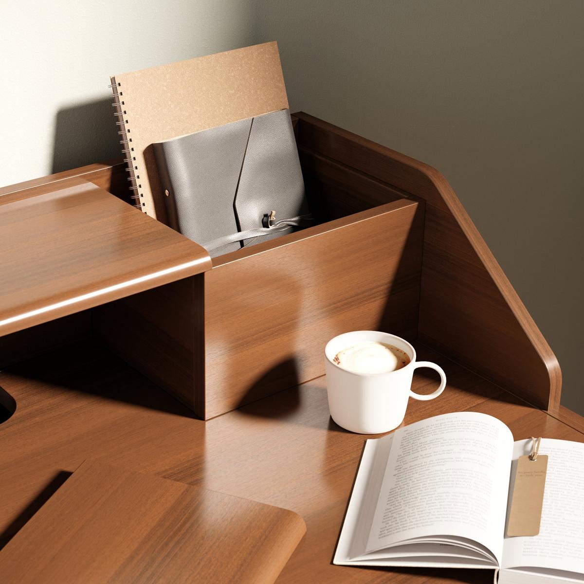 Knowle Compact Pull Out Desk, Dark Stained Oak – image 3