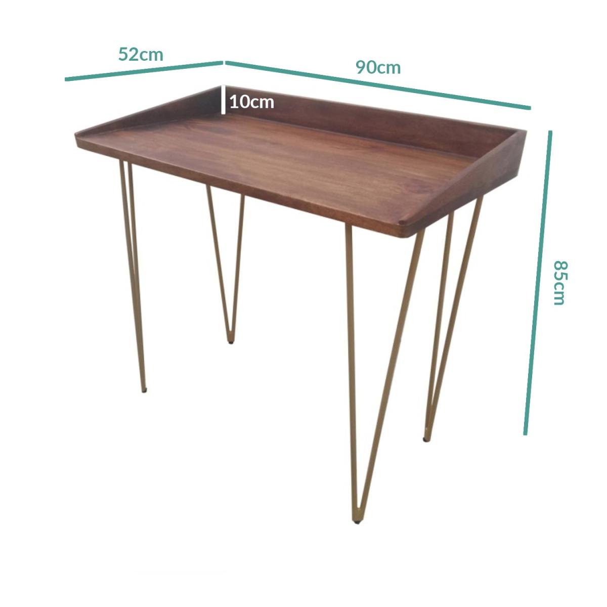 Walnut Desk with Hairpin Legs and Blue Velvet Office Chair Set - Inari - Marley – image 5