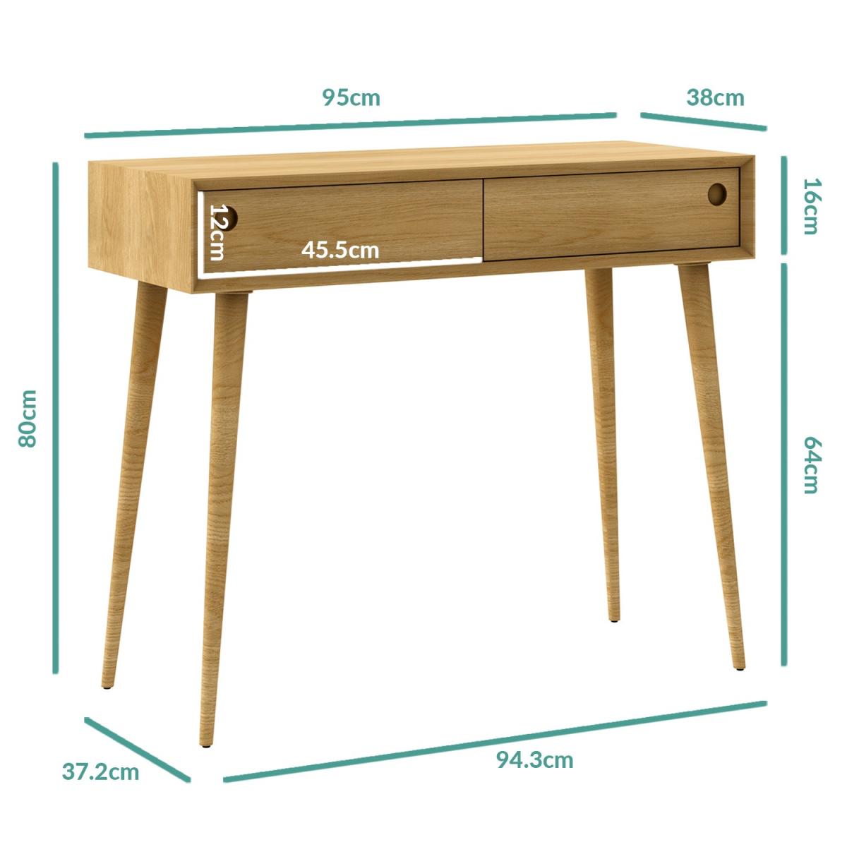 Briana Oak Office Desk with Drawer – image 3