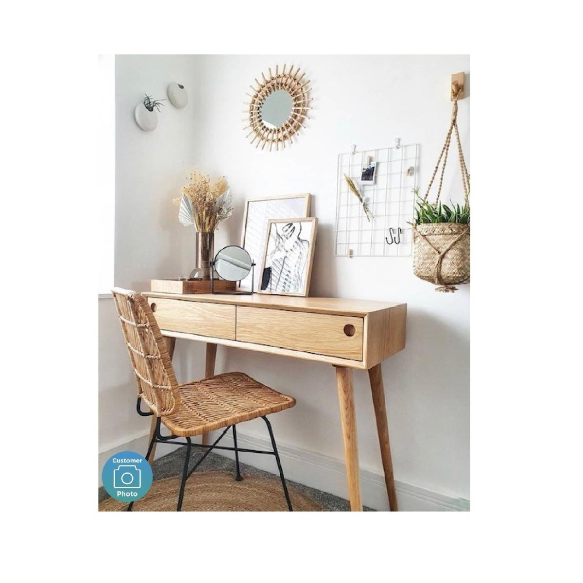 Briana Oak Office Desk with Drawer – image 4