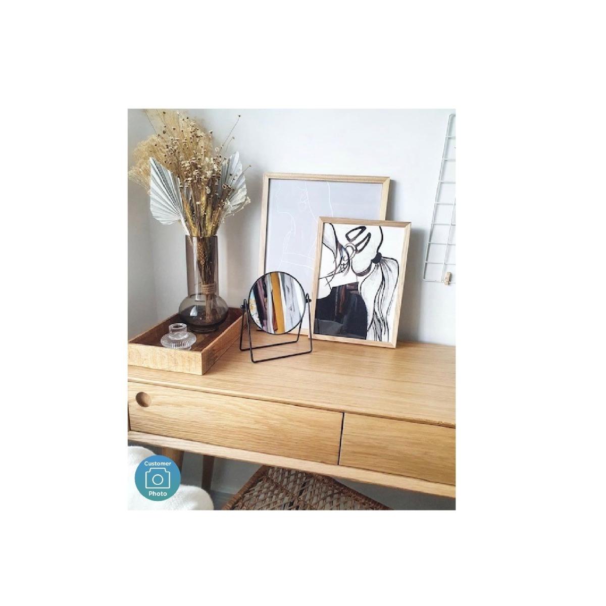 Briana Oak Office Desk with Drawer – image 5