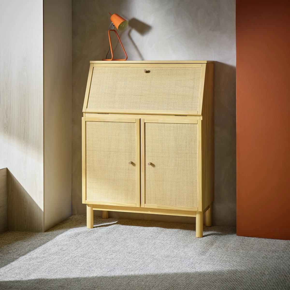 Habitat Simone Hideway Rattan Desk - Oak – image 3