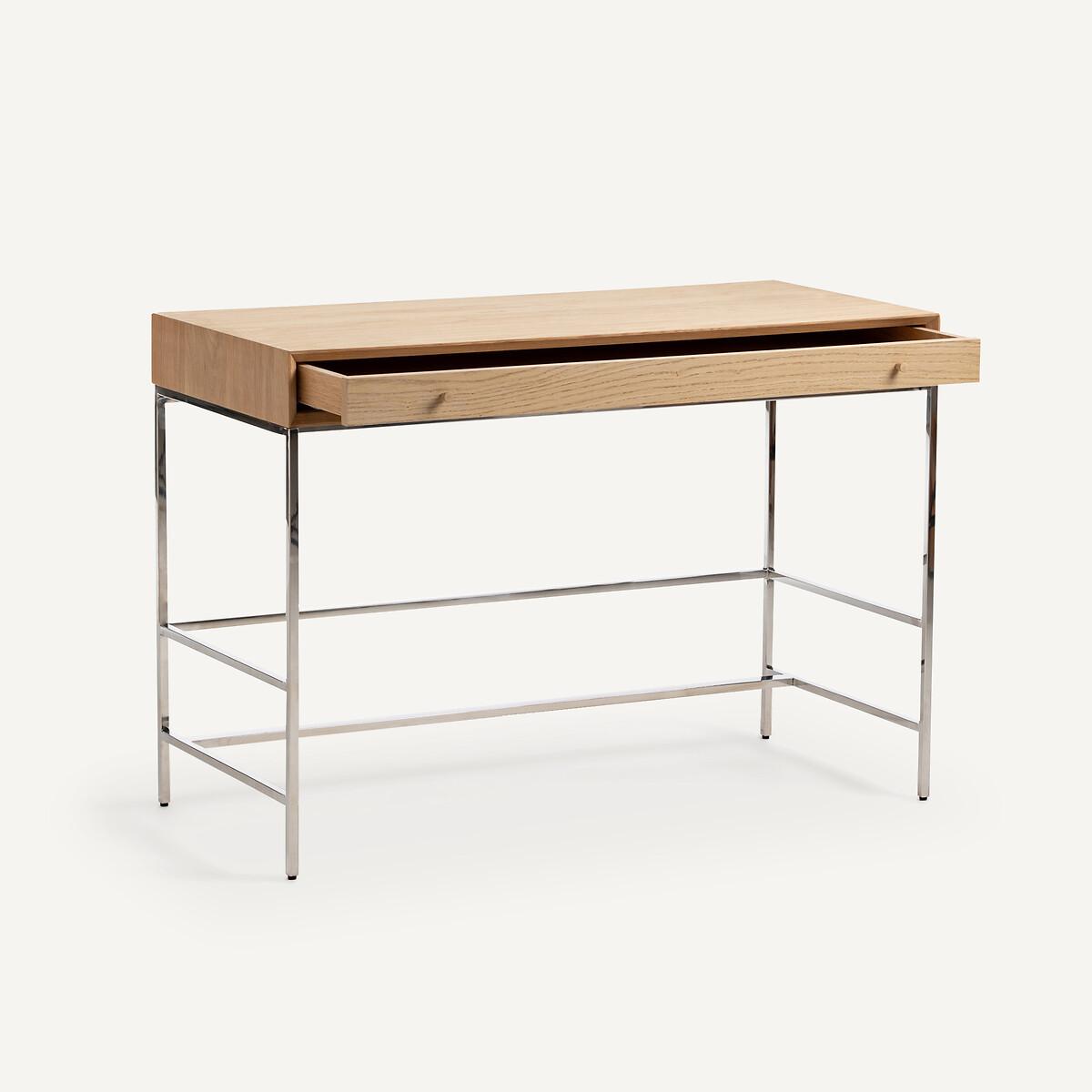 Zaim Oak Veneer and Chrome Desk – image 4