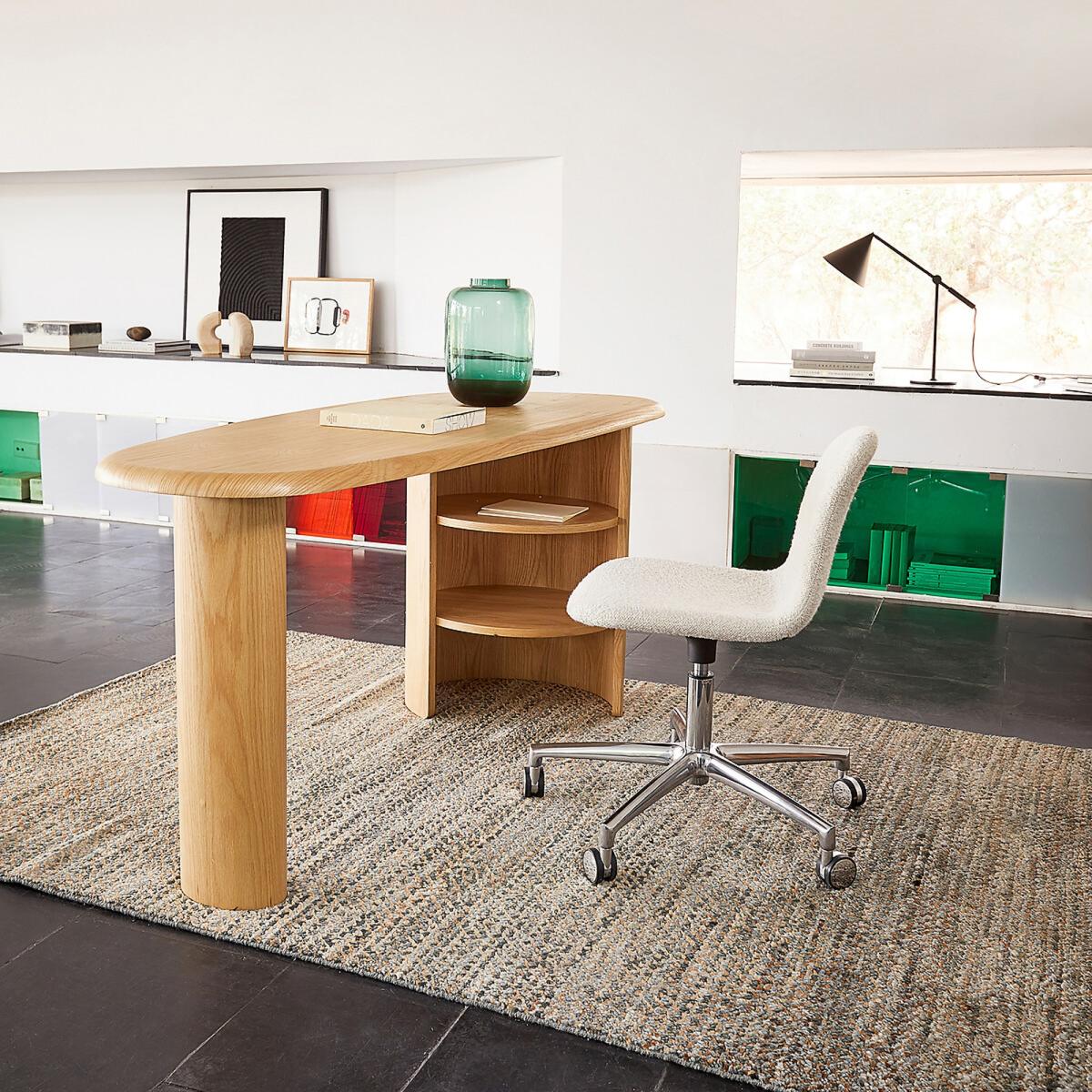 Smith Oak Organic-Shaped Desk – image 5