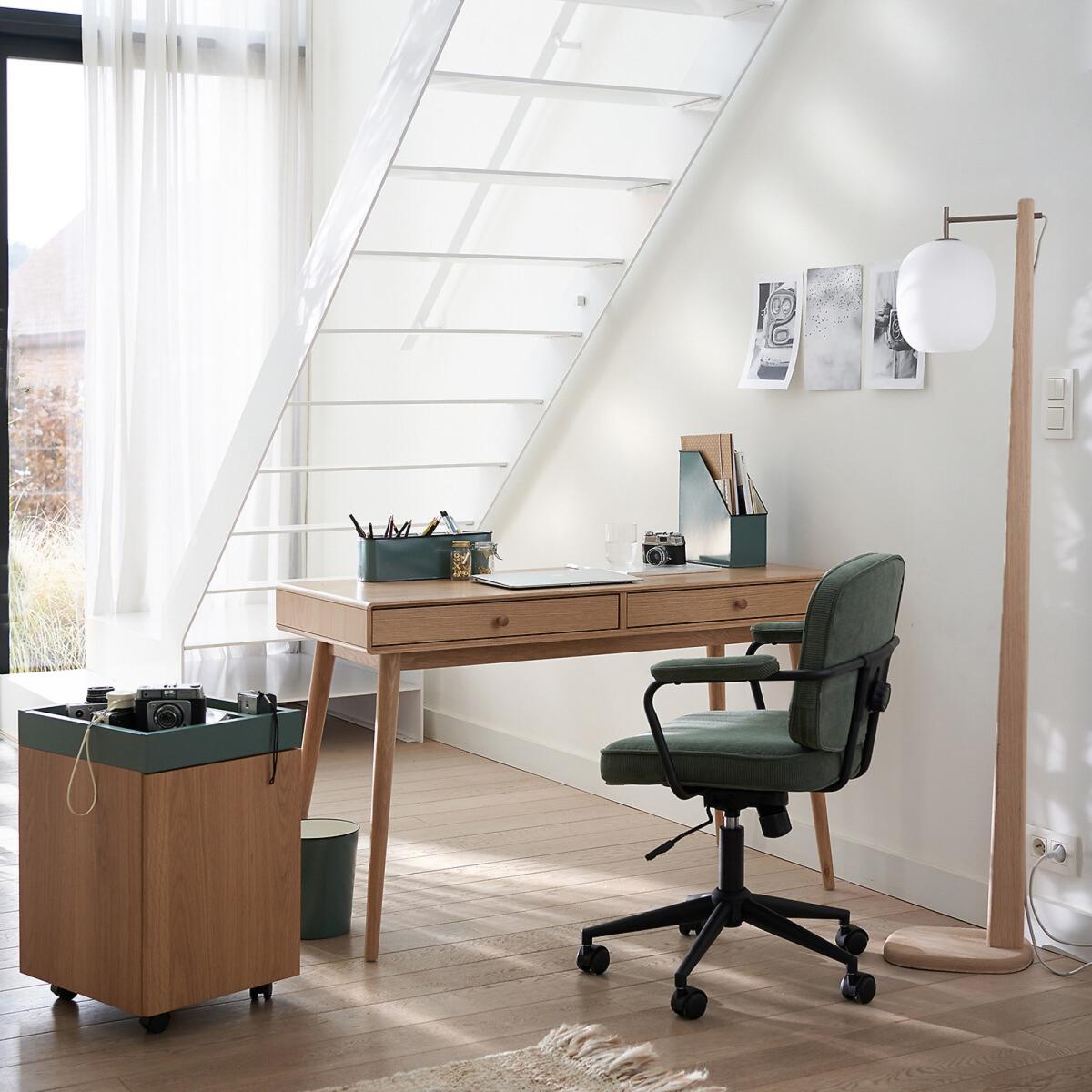Miji Oak Veneer 2-Drawer Desk – image 7