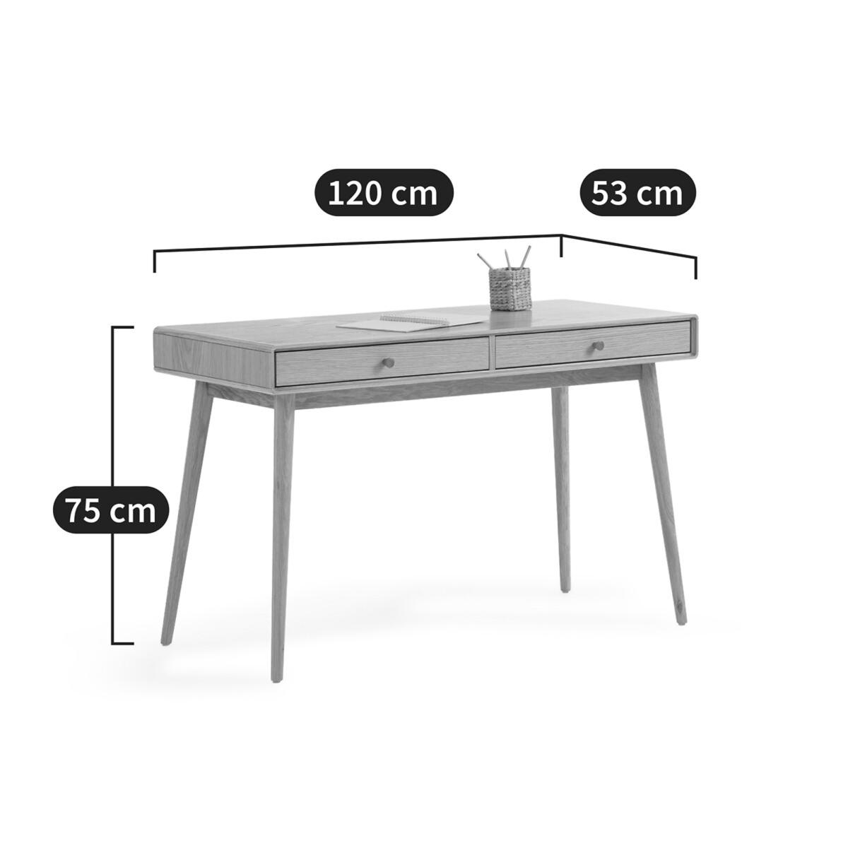Miji Oak Veneer 2-Drawer Desk – image 8