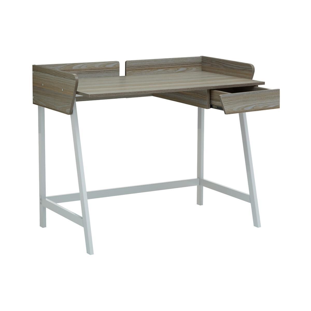 Light Oak Effect Single Drawer Desk with White Frame – image 3