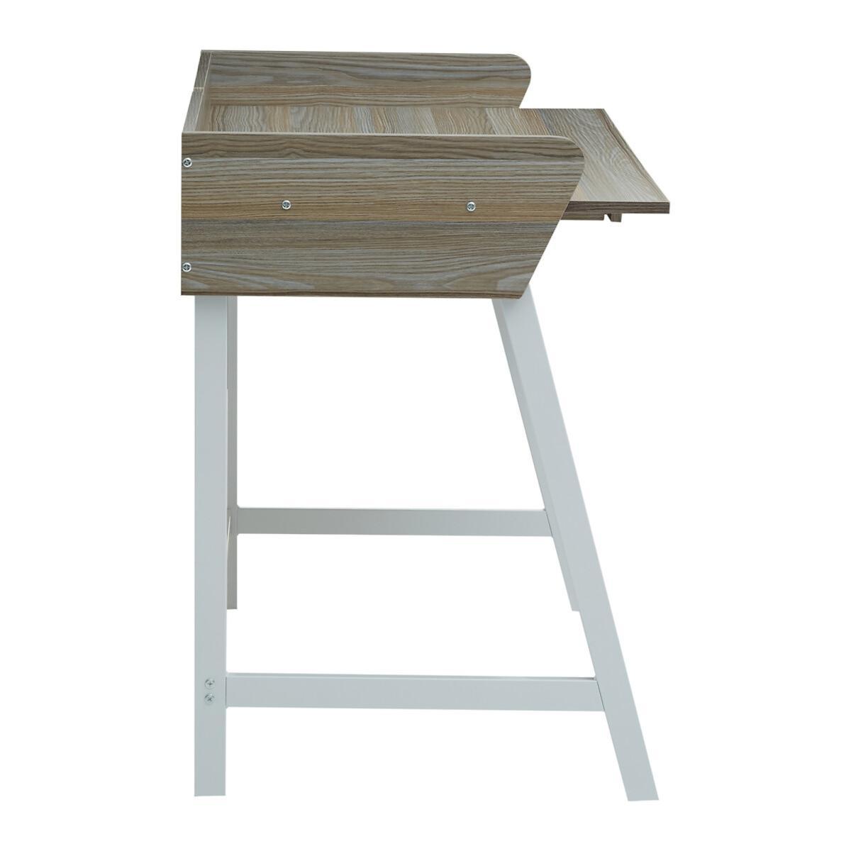 Light Oak Effect Single Drawer Desk with White Frame – image 4
