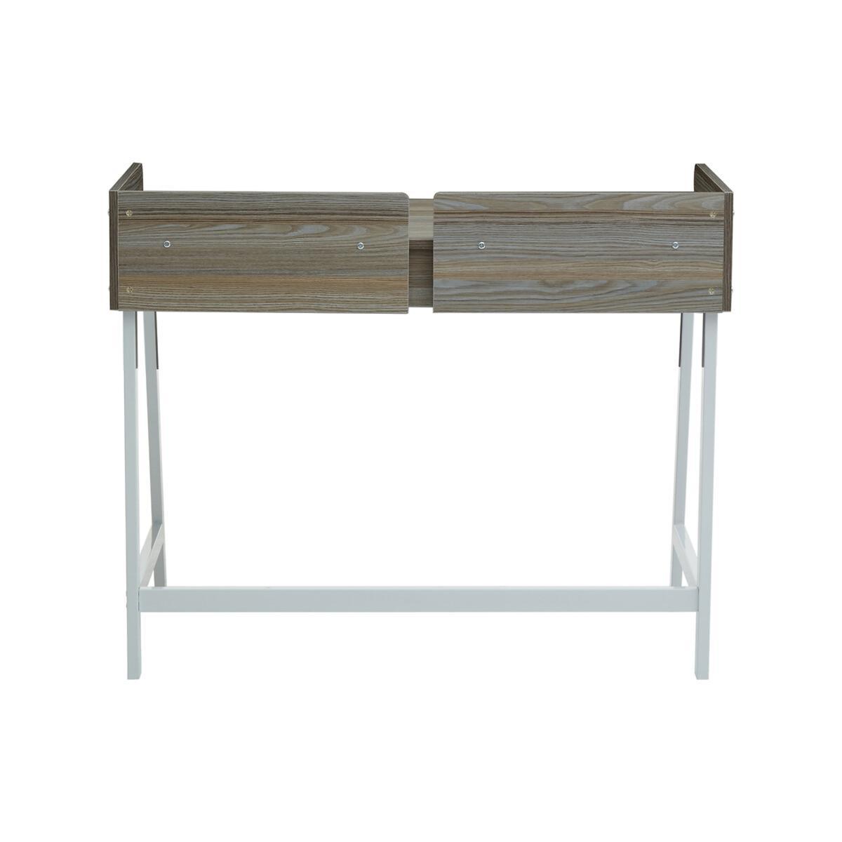 Light Oak Effect Single Drawer Desk with White Frame – image 5