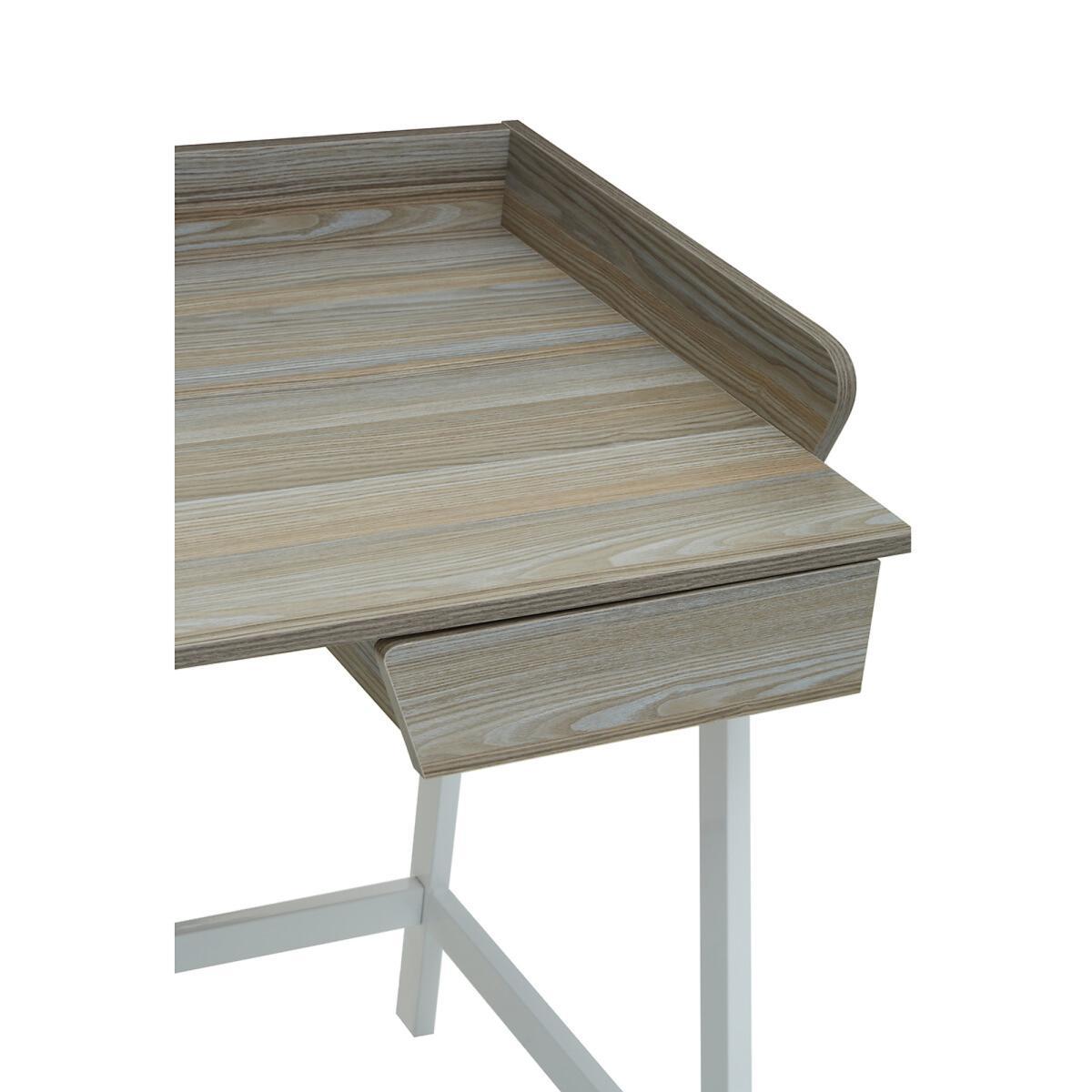 Light Oak Effect Single Drawer Desk with White Frame – image 6