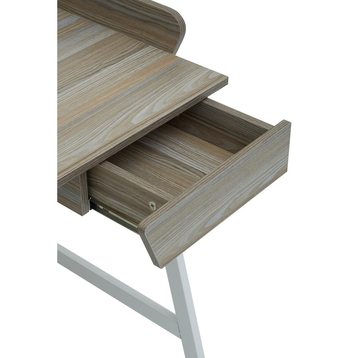 Light Oak Effect Single Drawer Desk with White Frame – image 7