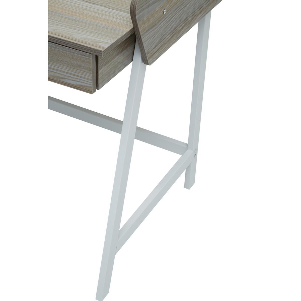 Light Oak Effect Single Drawer Desk with White Frame – image 8