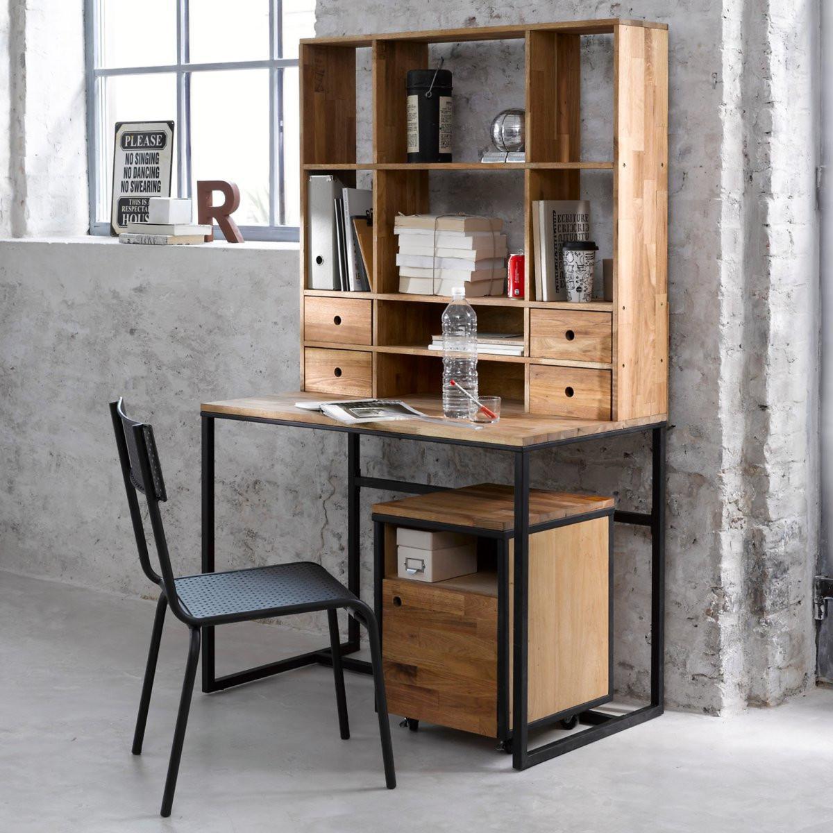 Hiba Oak and Metal Desk, with Extension – image 5