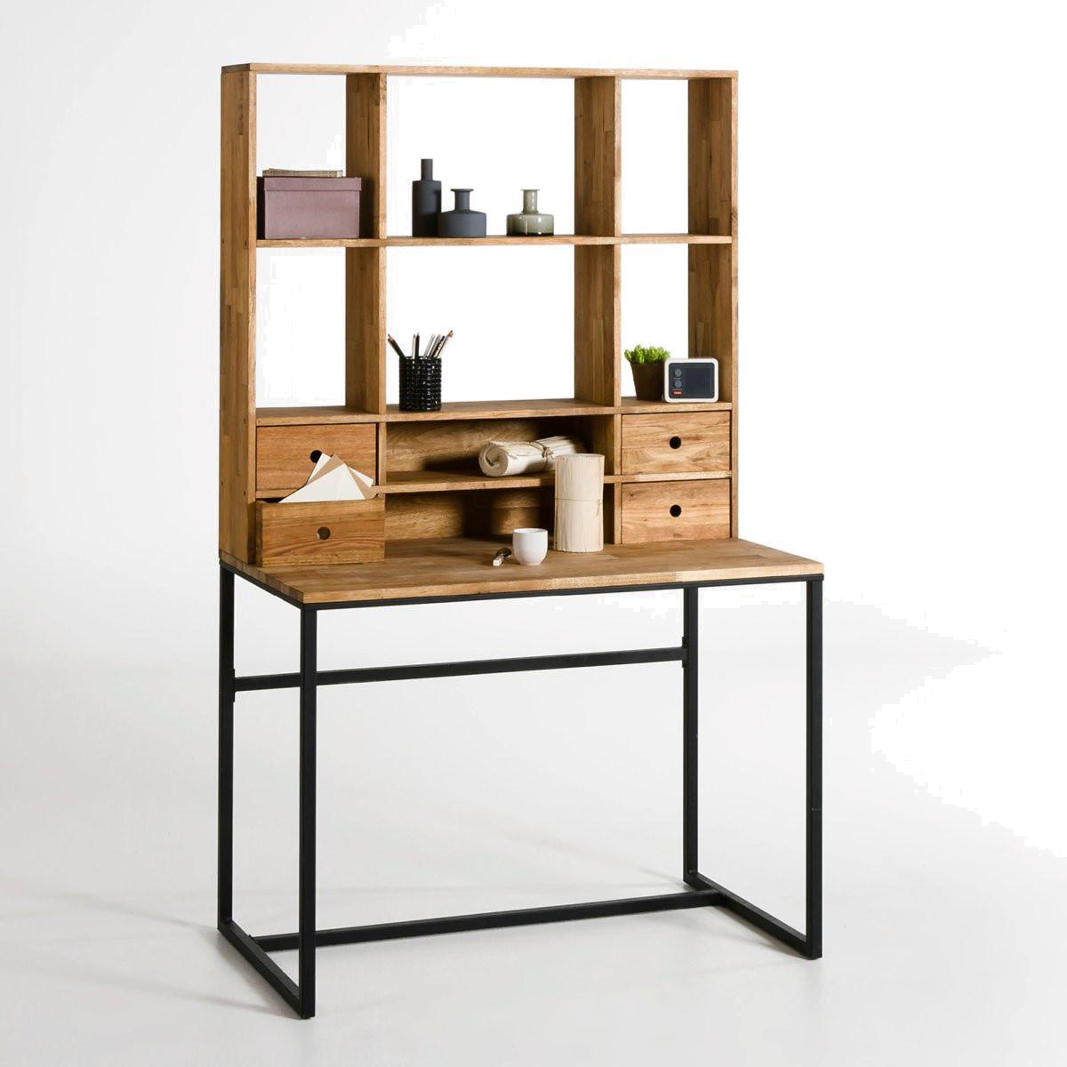 Hiba Oak and Metal Desk, with Extension – image 1