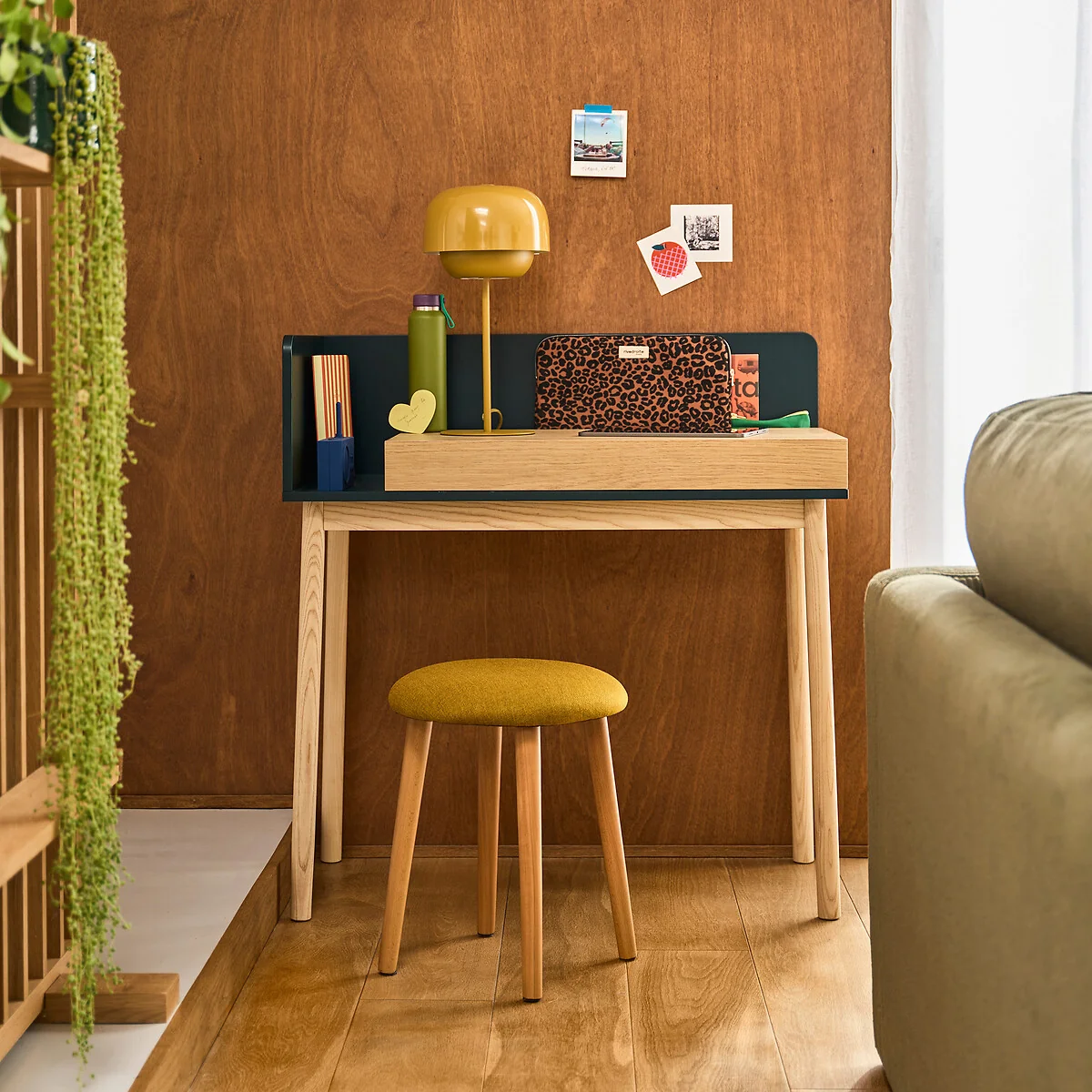 Graphy 1 Drawer Desk in Oak Veneer – image 2