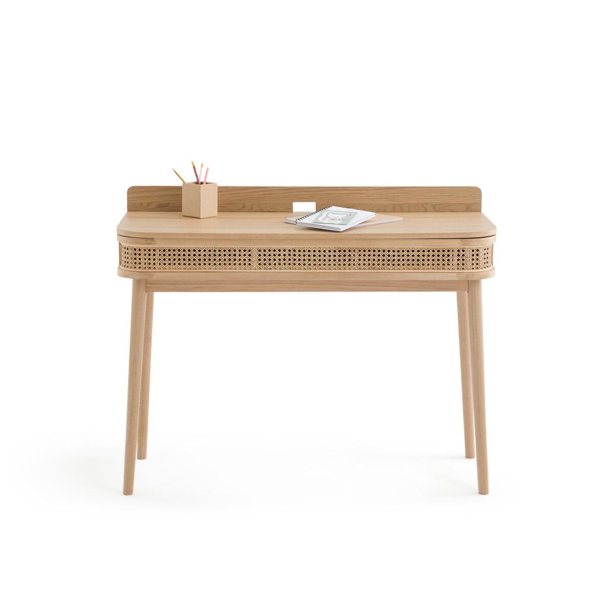 Laora Wood & Canework Desk with Drawer – image 2