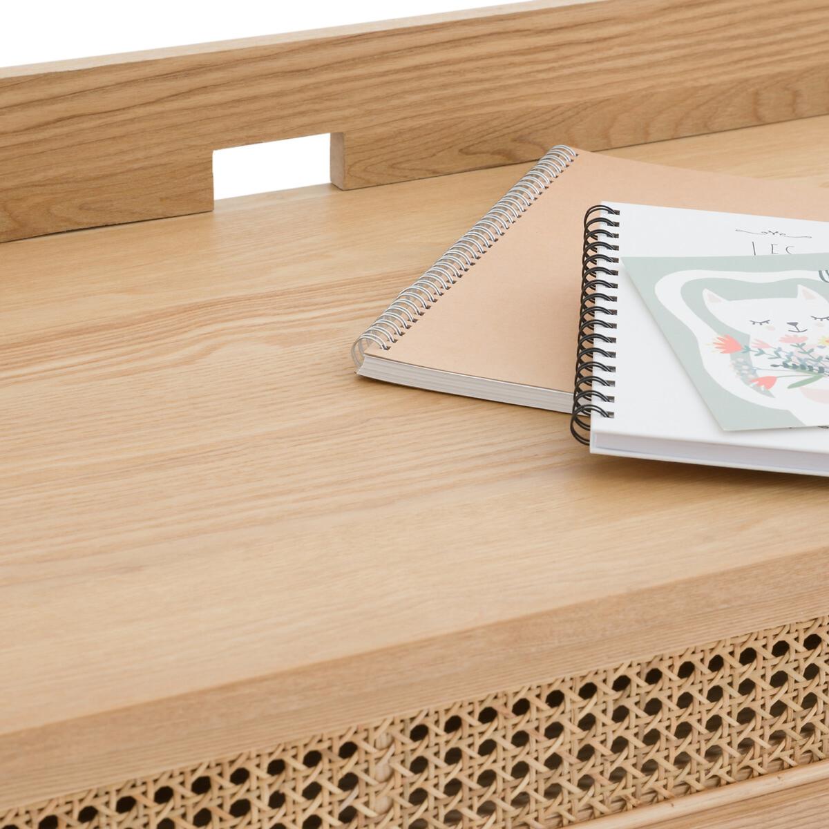 Laora Wood & Canework Desk with Drawer – image 5
