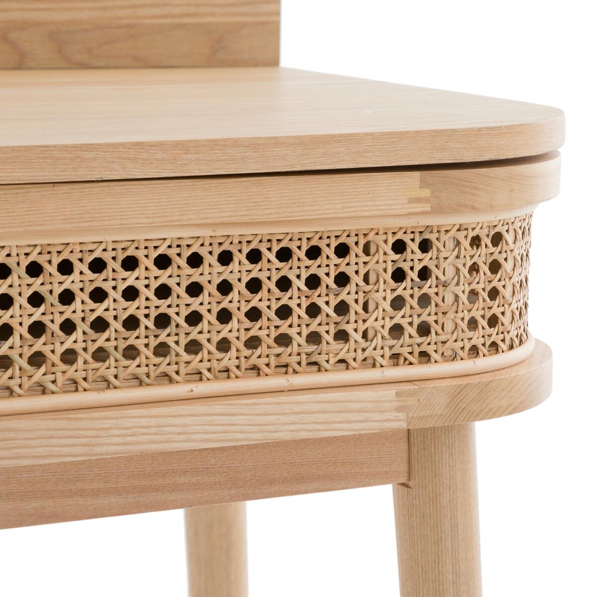 Laora Wood & Canework Desk with Drawer – image 6