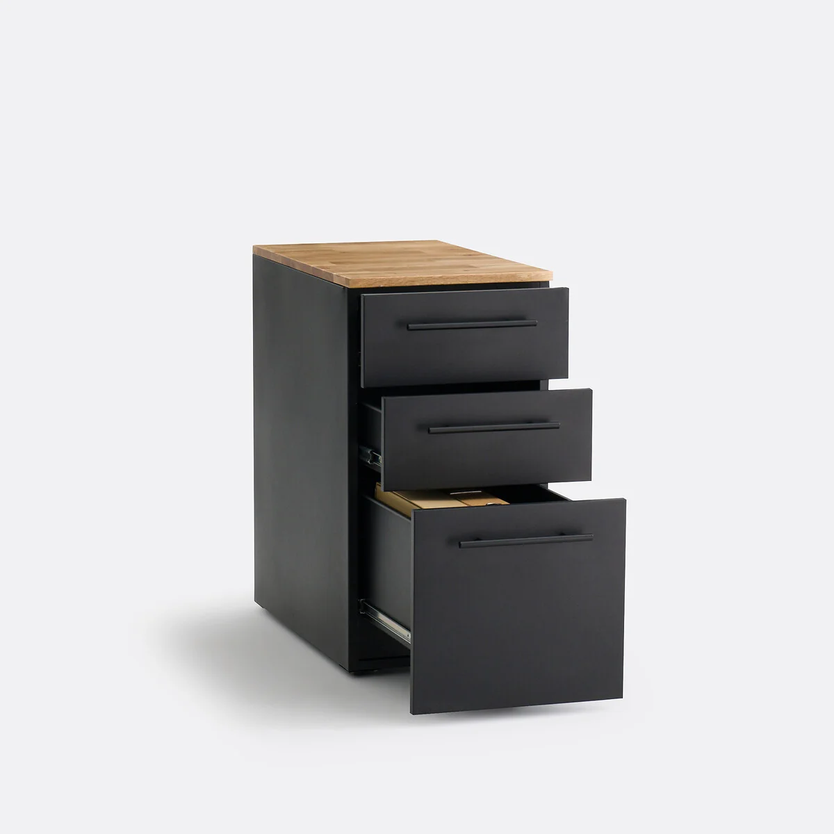 Hiba Oak & Metal 3-Drawer Desk Unit – image 3