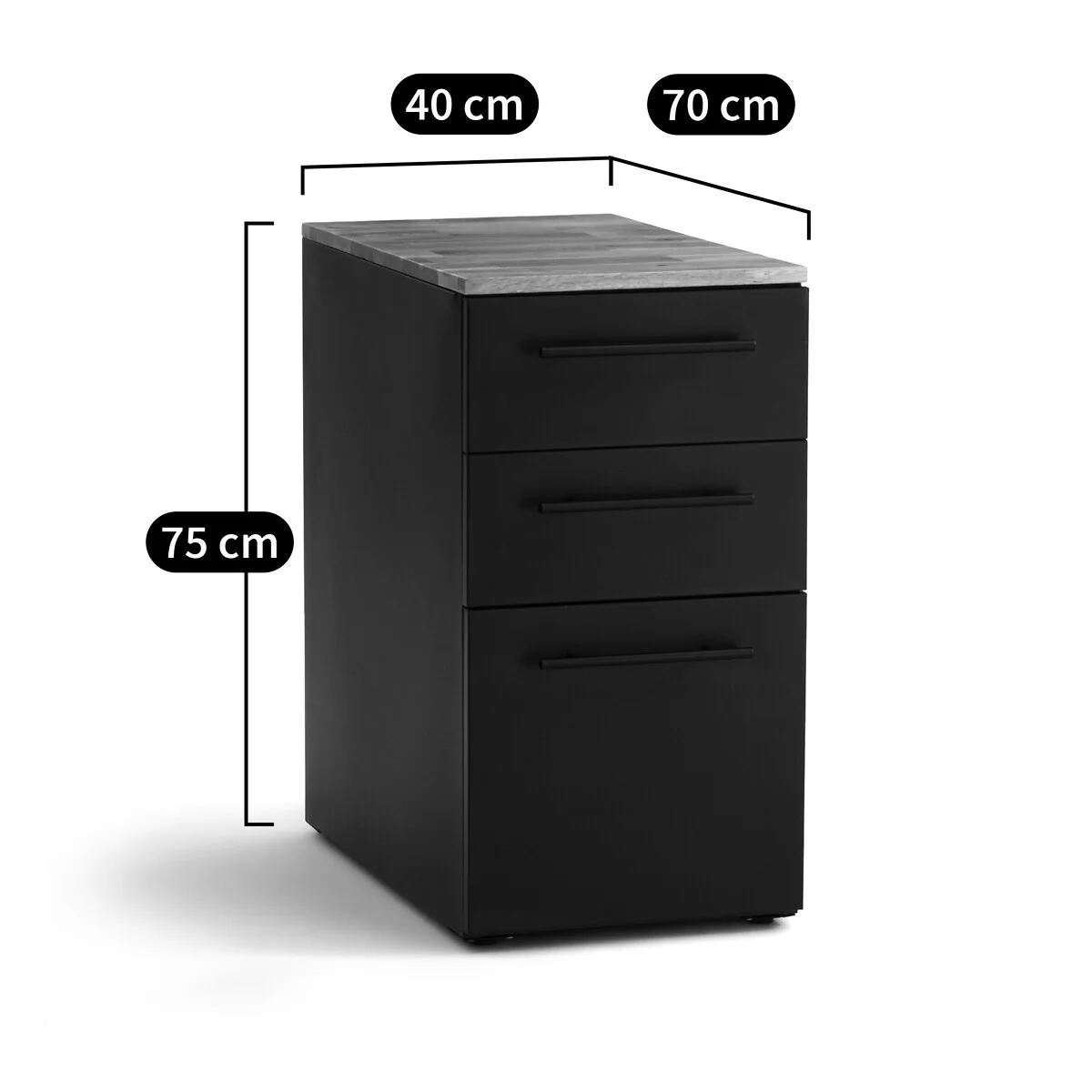 Hiba Oak & Metal 3-Drawer Desk Unit – image 6