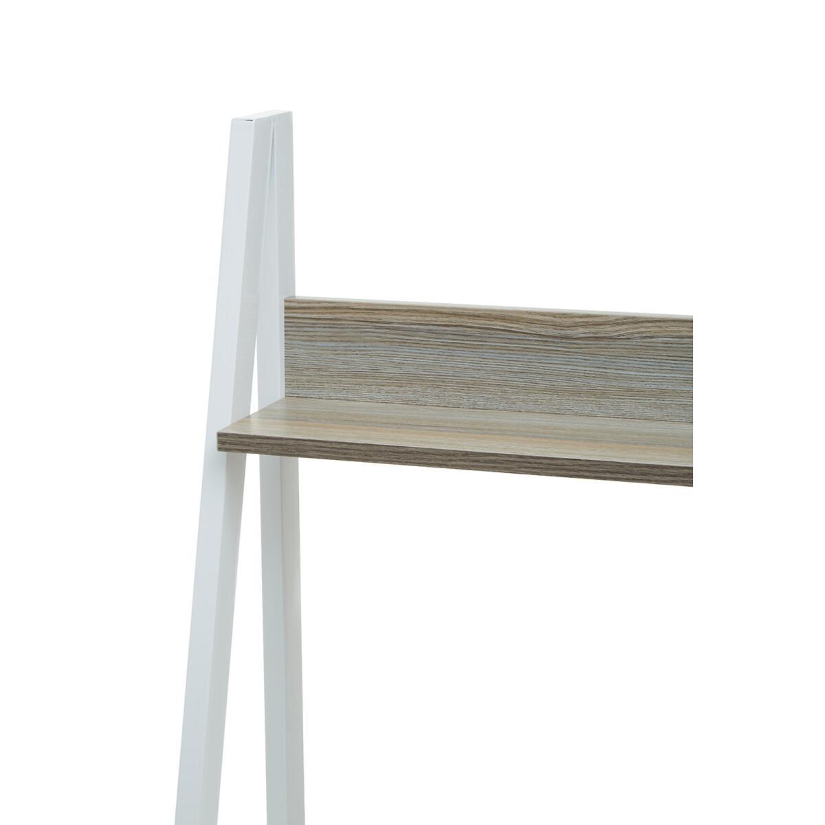 Light Oak Effect Ladder Shelf Desk Unit with White Frame – image 6
