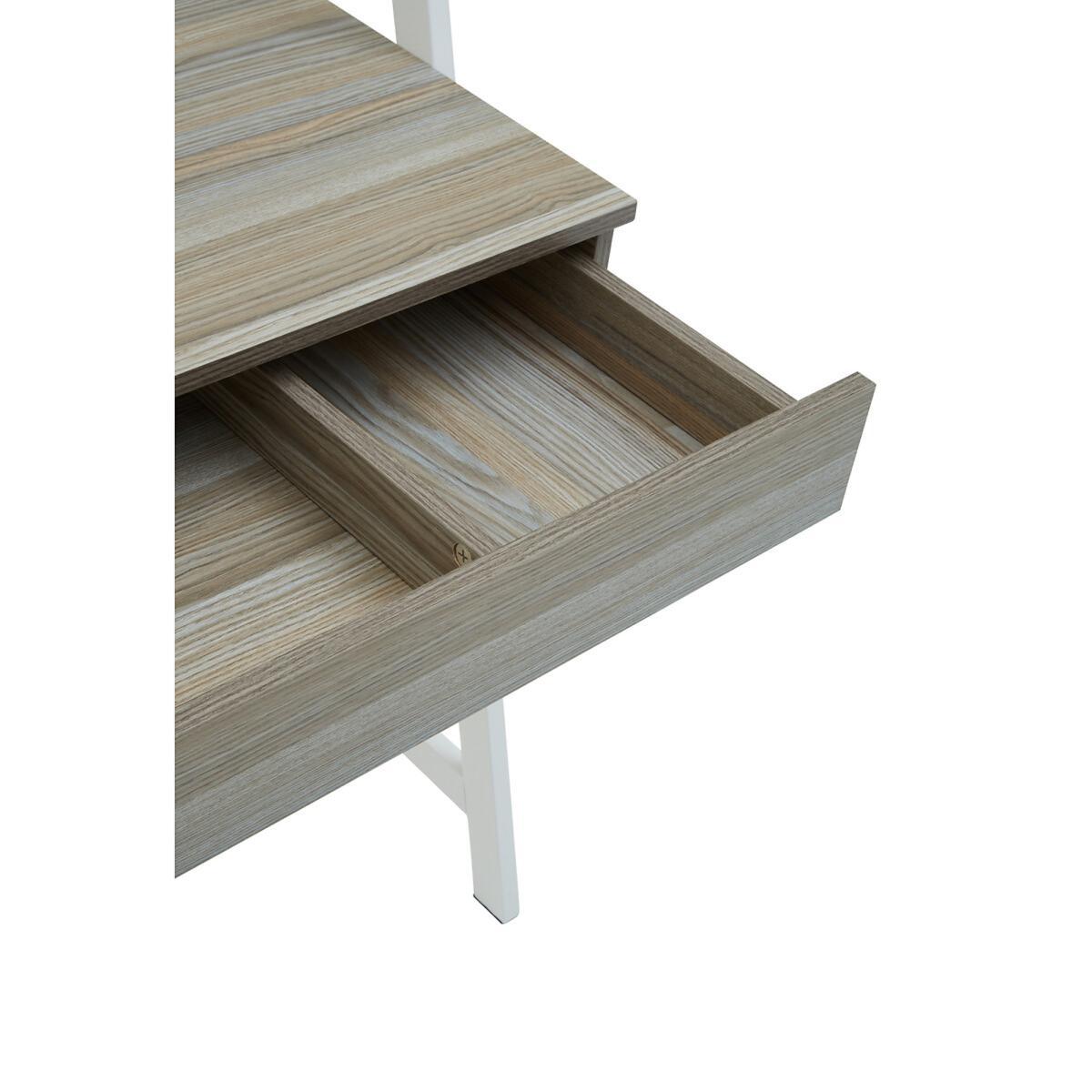Light Oak Effect Ladder Shelf Desk Unit with White Frame – image 8