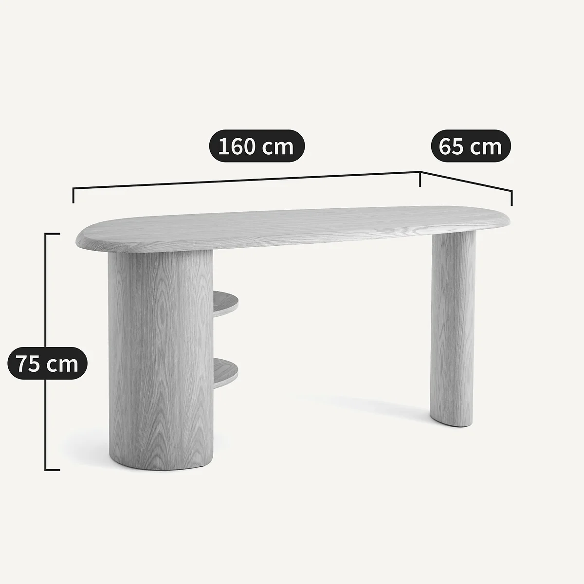 Smith Desk with Organic Shape in Oak Veneer – image 6