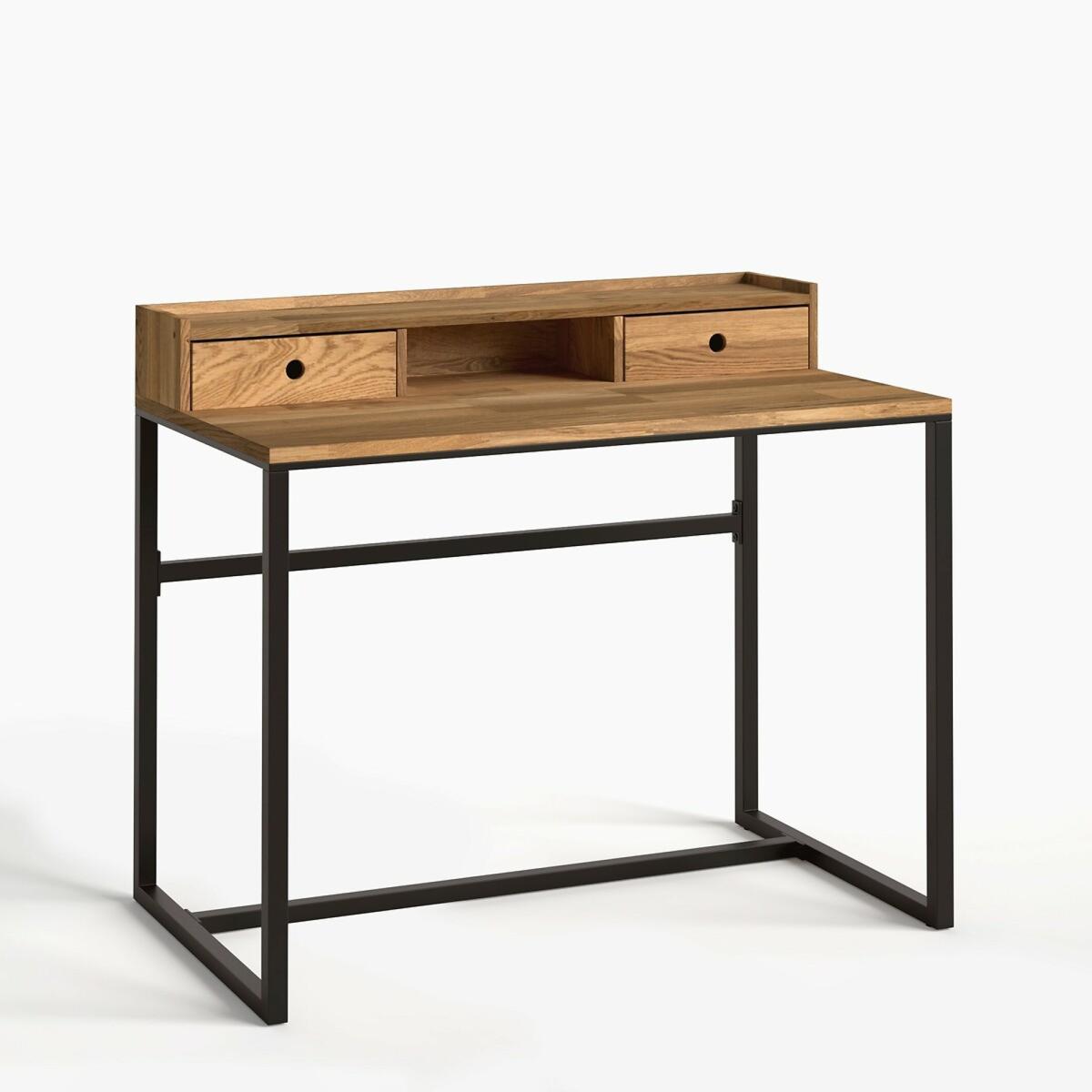 Hiba Industrial Style Desk in Metal & Oak – image 2