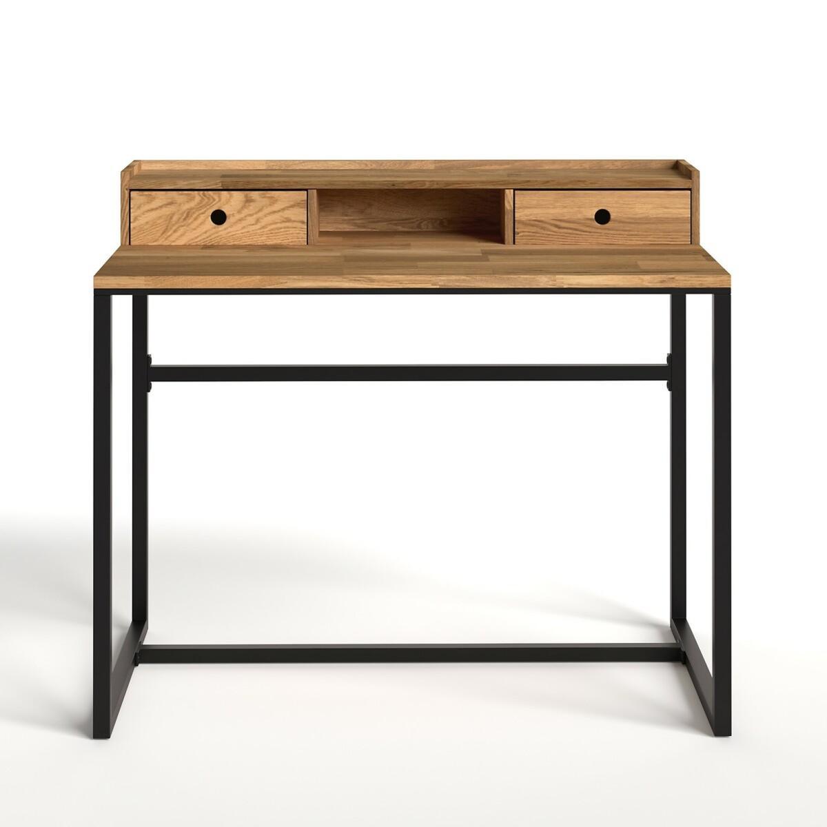 Hiba Industrial Style Desk in Metal & Oak – image 3