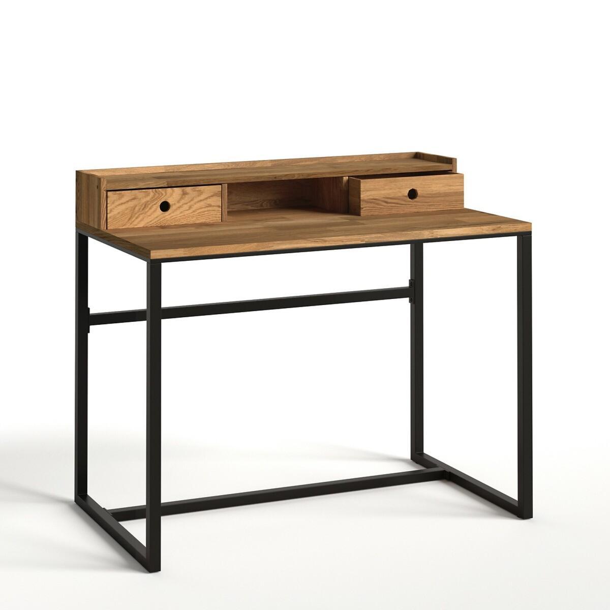 Hiba Industrial Style Desk in Metal & Oak – image 4
