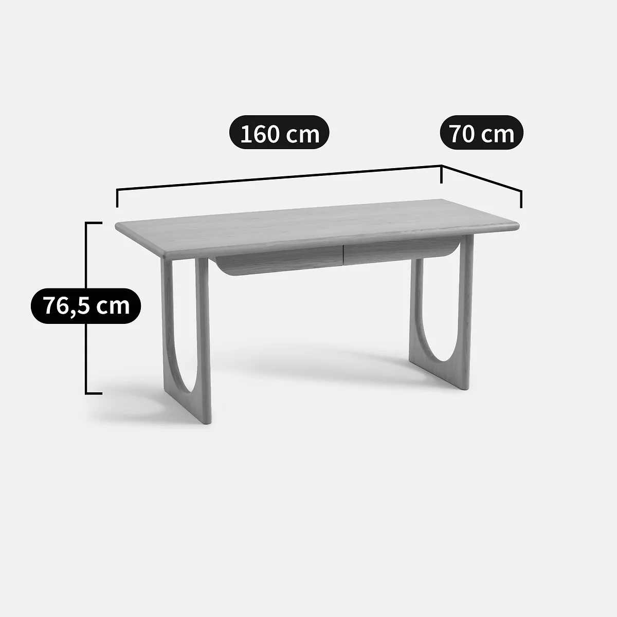 Douve XL Desk in Oak and Veneer 2 Drawers – image 6
