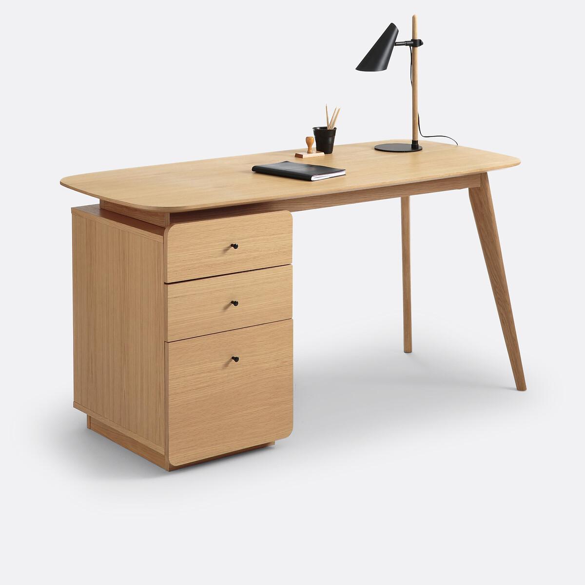 Biface 3-Drawer Oak Veneer Desk – image 2