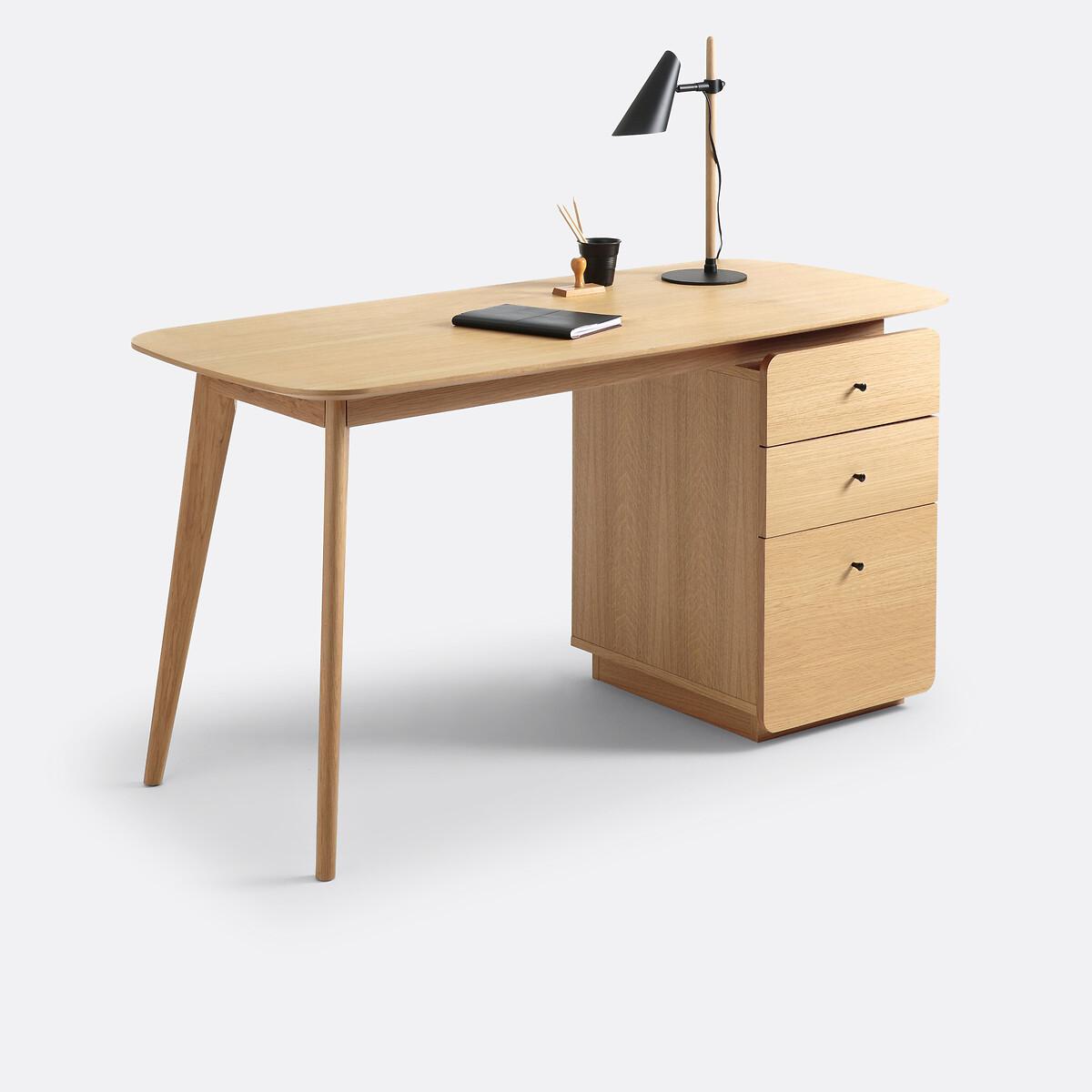 Biface 3-Drawer Oak Veneer Desk – image 4