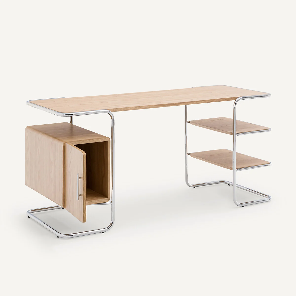 Emlyn Oak Veneer Tubular Desk, Length 155cm – image 4