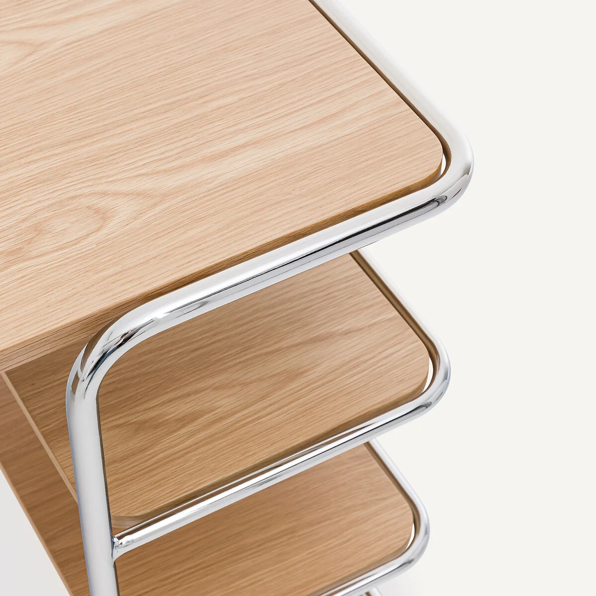 Emlyn Oak Veneer Tubular Desk, Length 155cm – image 7