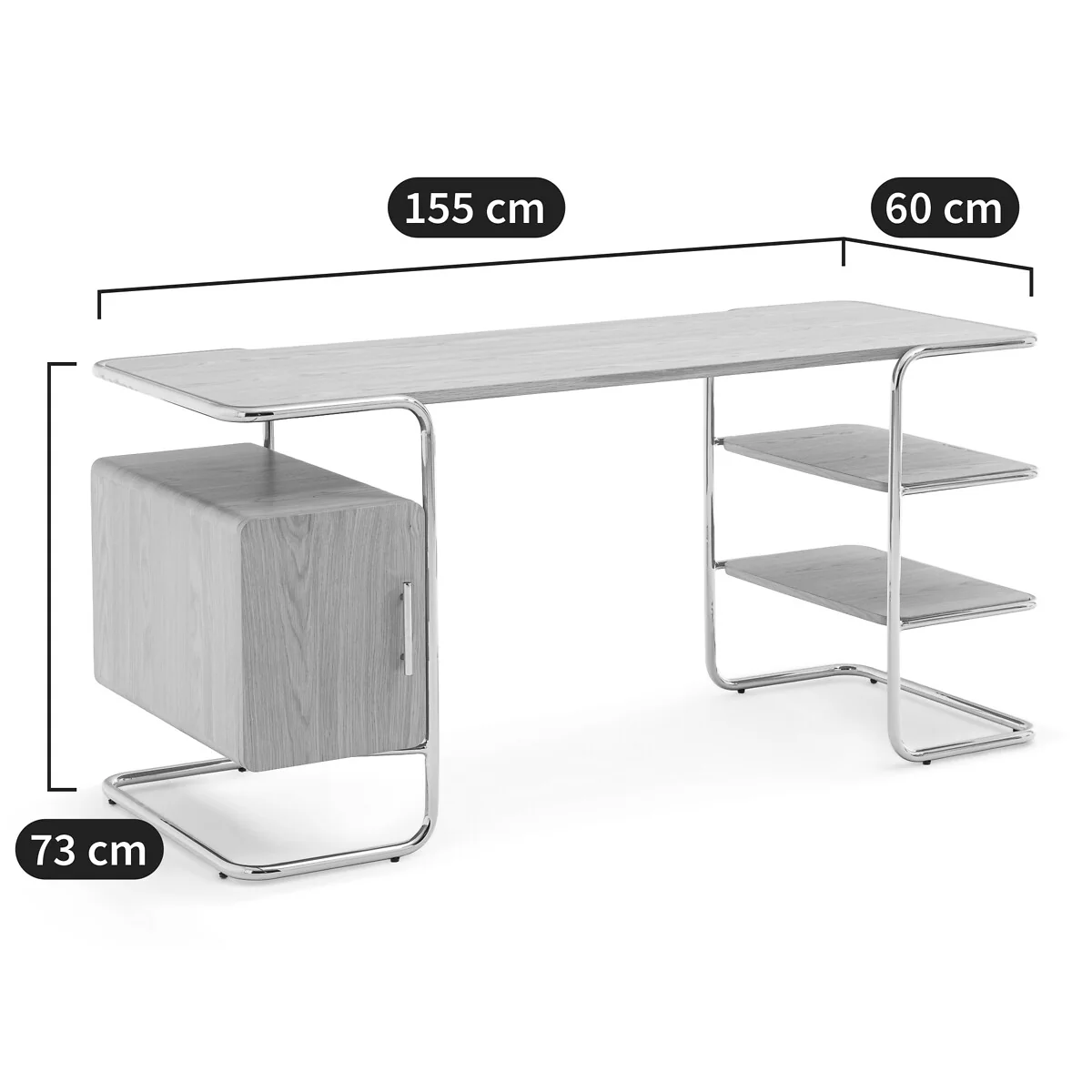 Emlyn Oak Veneer Tubular Desk, Length 155cm – image 9